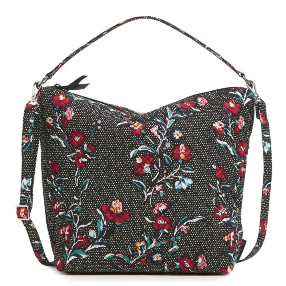 Vera Bradley Perennials Noir Dot Oversized Hobo Shoulder Bag NWT